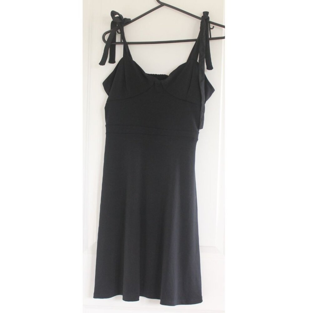 ModCloth Black Mini Corset Dress Black Stretchy Sz L Goth Grunge Halloween